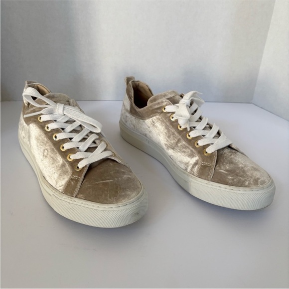 M Gemi Palestra Velvet Sneakers Italian Designer Shoes Beige Size 38 US 7.5 8 - Picture 3 of 12